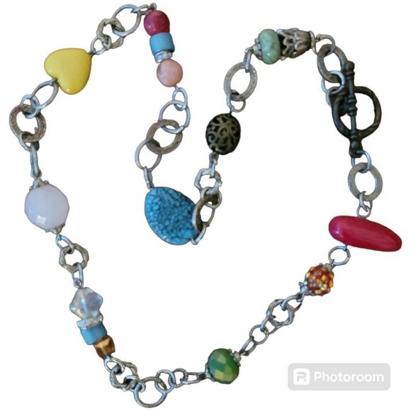 Funky Necklace Multicolor Toggle Closure 24" - Picture 3 of 4